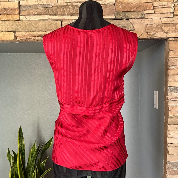 Y2K Babydoll Christmas Party Top Silk Sheer Holiday Event BCBGMaxAzria Red M - Picture 6 of 11